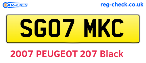 SG07MKC are the vehicle registration plates.