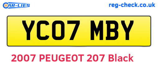 YC07MBY are the vehicle registration plates.