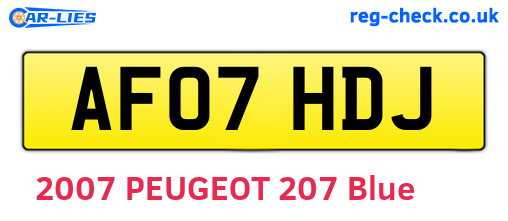 AF07HDJ are the vehicle registration plates.
