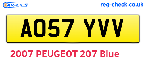 AO57YVV are the vehicle registration plates.