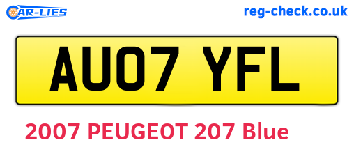 AU07YFL are the vehicle registration plates.