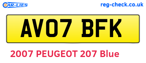 AV07BFK are the vehicle registration plates.