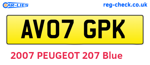 AV07GPK are the vehicle registration plates.