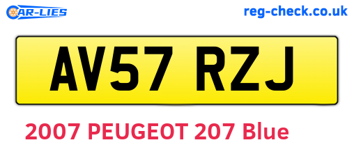 AV57RZJ are the vehicle registration plates.