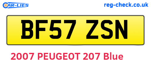 BF57ZSN are the vehicle registration plates.