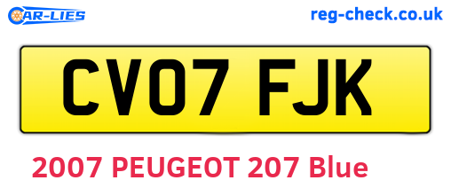 CV07FJK are the vehicle registration plates.