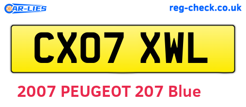 CX07XWL are the vehicle registration plates.