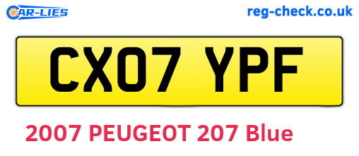 CX07YPF are the vehicle registration plates.