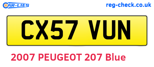 CX57VUN are the vehicle registration plates.