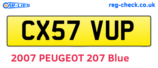 CX57VUP are the vehicle registration plates.