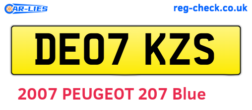 DE07KZS are the vehicle registration plates.