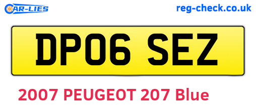 DP06SEZ are the vehicle registration plates.
