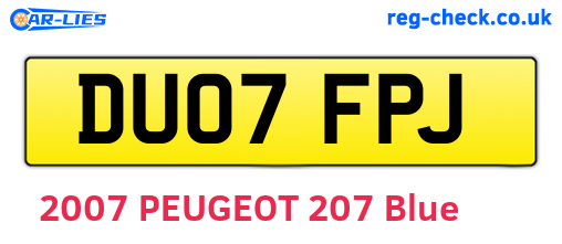 DU07FPJ are the vehicle registration plates.