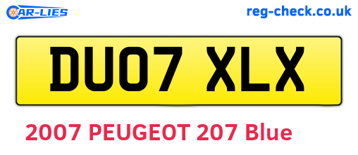 DU07XLX are the vehicle registration plates.