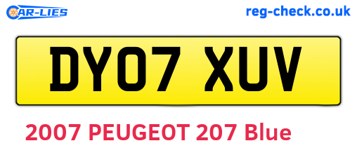DY07XUV are the vehicle registration plates.