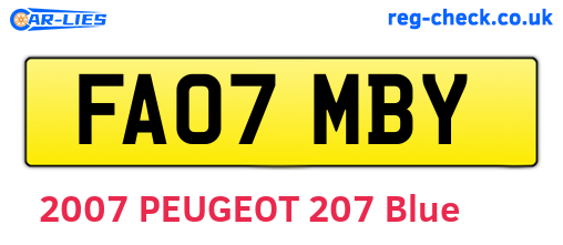 FA07MBY are the vehicle registration plates.