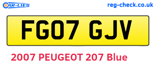 FG07GJV are the vehicle registration plates.