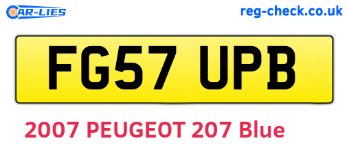 FG57UPB are the vehicle registration plates.