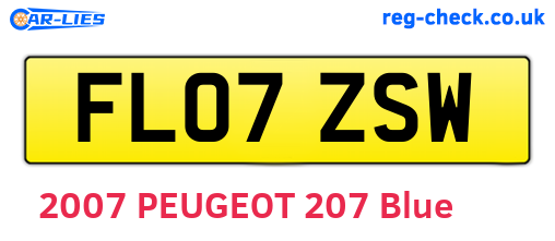 FL07ZSW are the vehicle registration plates.