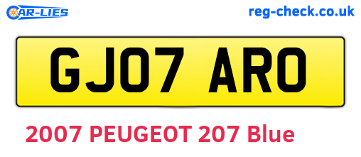 GJ07ARO are the vehicle registration plates.