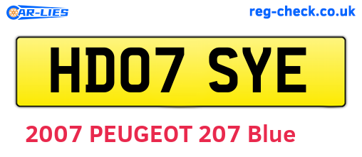 HD07SYE are the vehicle registration plates.