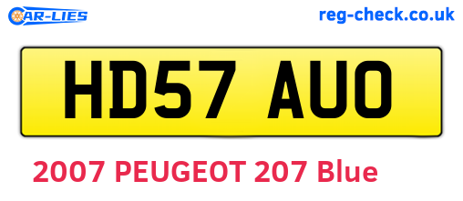 HD57AUO are the vehicle registration plates.