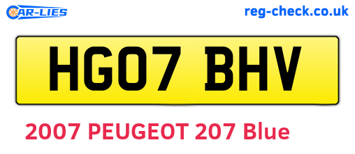 HG07BHV are the vehicle registration plates.