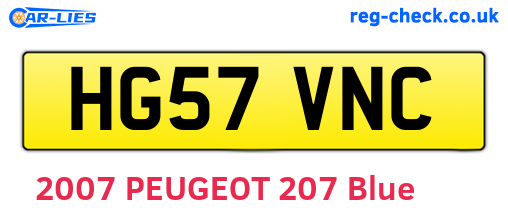 HG57VNC are the vehicle registration plates.