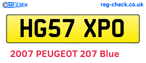 HG57XPO are the vehicle registration plates.