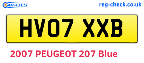 HV07XXB are the vehicle registration plates.