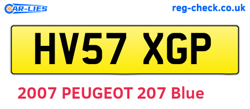 HV57XGP are the vehicle registration plates.