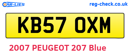 KB57OXM are the vehicle registration plates.