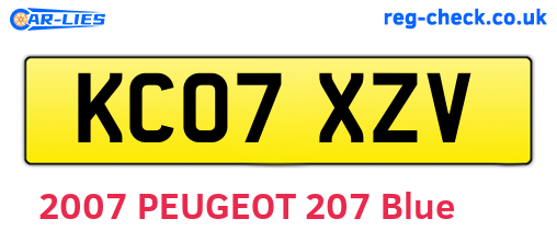 KC07XZV are the vehicle registration plates.