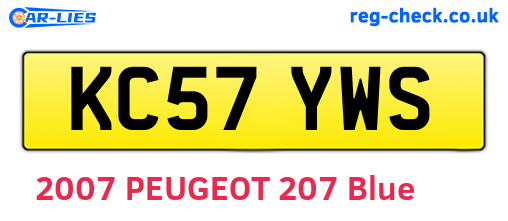 KC57YWS are the vehicle registration plates.