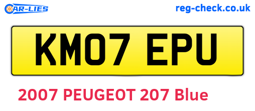 KM07EPU are the vehicle registration plates.