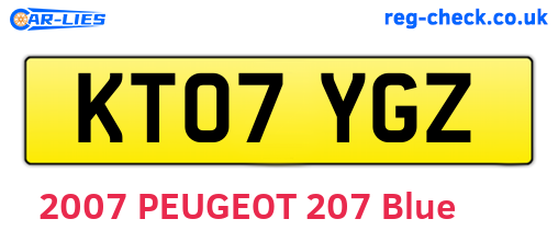 KT07YGZ are the vehicle registration plates.