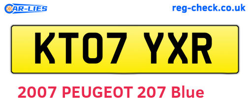 KT07YXR are the vehicle registration plates.