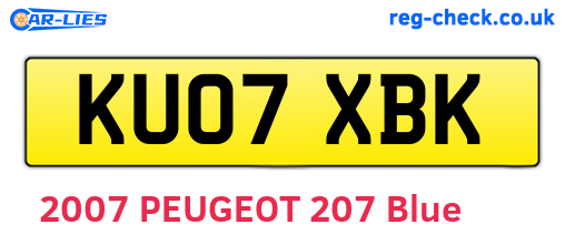 KU07XBK are the vehicle registration plates.