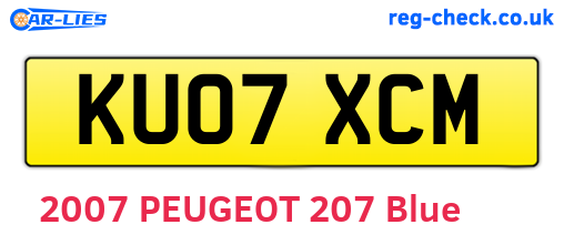 KU07XCM are the vehicle registration plates.