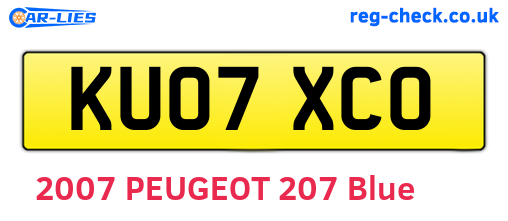 KU07XCO are the vehicle registration plates.