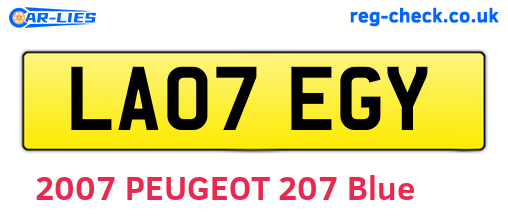 LA07EGY are the vehicle registration plates.