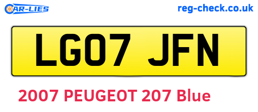 LG07JFN are the vehicle registration plates.