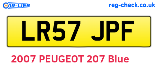 LR57JPF are the vehicle registration plates.