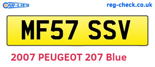 MF57SSV are the vehicle registration plates.