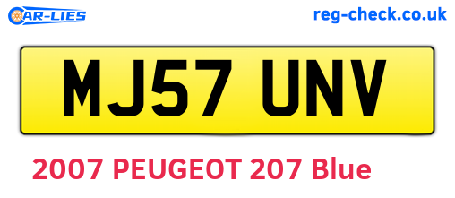 MJ57UNV are the vehicle registration plates.