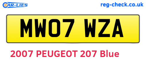 MW07WZA are the vehicle registration plates.