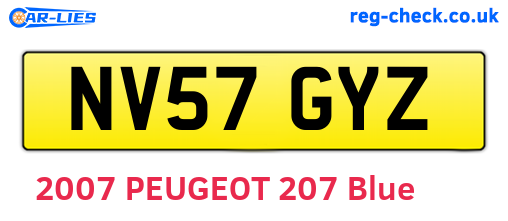 NV57GYZ are the vehicle registration plates.