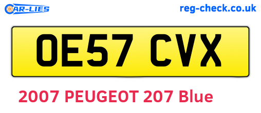 OE57CVX are the vehicle registration plates.
