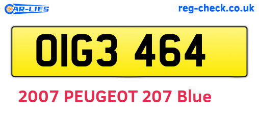 OIG3464 are the vehicle registration plates.
