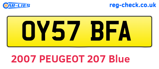 OY57BFA are the vehicle registration plates.